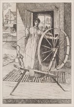 At the Spinning Wheel, c. 1884. 'A Wheel of Three Generations in 1884'.