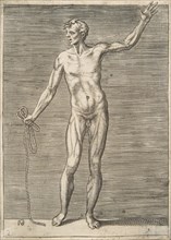 Man seen from the Front, holding a Rope in his right Hand, 16th century.