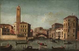 Scene on the Grand Canal, Venice, 18th century. By a follower of Canaletto,