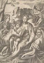 The Holy Family with Mary Magdalene and John the Baptist who embraces Christ, 1543.