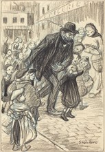 A Man on a City Street, Surrounded by Children (Un Père), late 19th-early 20th century.