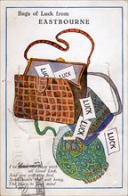 Bags of Luck from Eastbourne, 1932. Handbags - souvenir of Eastbourne on the south coast