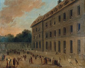 The prisoners of Saint-Lazare, ca 1794. Found in the collection of Musée Carnavalet, Paris.