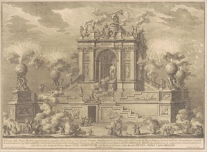The Prima Macchina for the Chinea of 1767: A Triumphal Arch with the Farnese Hercules, 1767. Creator: Giuseppe Vasi.