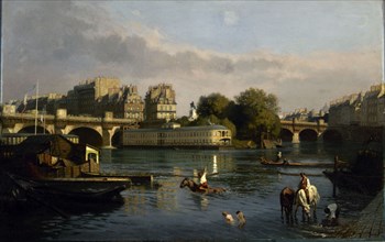 Le Pont-Neuf et la pointe de l'île de la Cité, 1860. Creator: Meunier, Théophile (1800-1884).