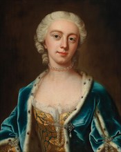 Portrait of  Augusta of Saxe-Gotha (1719-1772), Princess of Wales, Mid of the 18th cen. Creator: Du Pan, Barthélémy (1712-1762).
