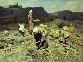 The Poor, Picking up Pieces of Coal, 1894. Creator: Kasatkin, Nikolai Alexeyevich (1859-1930).