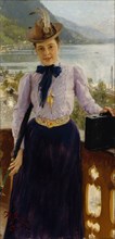 Portrait of the author Natalia Borísovna Nordman-Severova (1863-1914), 1900. Creator: Repin, Ilya Yefimovich (1844-1930).