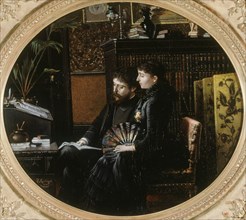 Portrait of Alphonse Daudet (1840-1897) and his wife (née Julie Allard), 1883. Creator: Montégut, Louis (1855-1884).