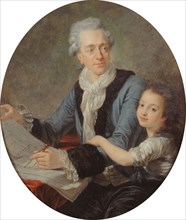 Portrait of the Architect Claude Nicolas Ledoux (1736-1806) with his daughter, ca 1782. Creator: Callet, Antoine-François  .