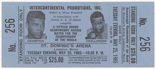 Ticket for boxing match between Muhammad Ali and Sonny Liston, 1965. Creator: Unknown.