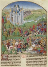 The Battle of Auray on 29 September 1364 (Miniature from Compillation..., c. 1480. Creator: Anonymous.
