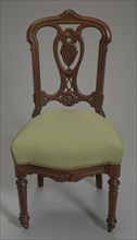 Walnut side chair from the home of Robert Smalls, 1875. Creator: Unknown.