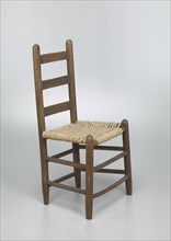 Chair with corn husk seat woven by Johnnie Ree Jackson, 1980s. Creator: Johnnie Ree Jackson.