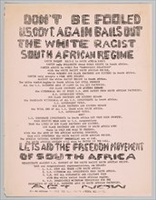 Flyer urging people to tell Congress to end trade with South Africa, 1970s. Creator: Unknown.