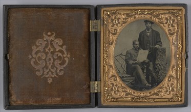 Tintype of two men wearing suits, 1855-1860s. Creator: Unknown.