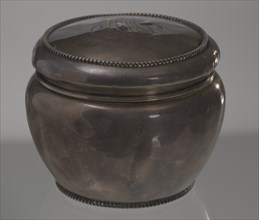 Silver container and lid owned by members of the Ellis family, late 19th-early 20th century. Creator: Unknown.
