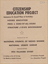 Flyer promoting the second phase of the NCNW's Citizenship Education Project, 1956. Creator: Unknown.