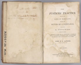 The Justices' Practice Under the Laws of Maryland, 1861. Creator: Unknown.