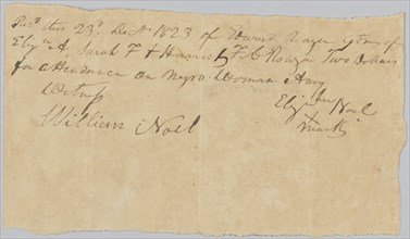 Payment receipt to Elizabeth Noel for "attendance on negro woman Amy", December 23, 1823. Creator: Unknown.