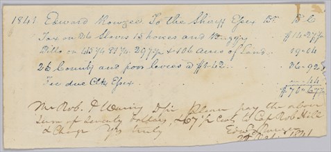 Record of taxable property, included enslaved persons, owned by Edward Rouzee, October 22, 1841. Creator: Unknown.