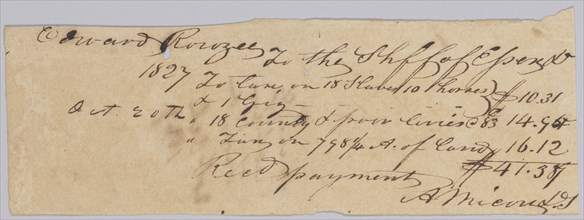 Record of taxes on property, including enslaved persons, owned by Edward Rouzee, October 20, 1827. Creator: Unknown.