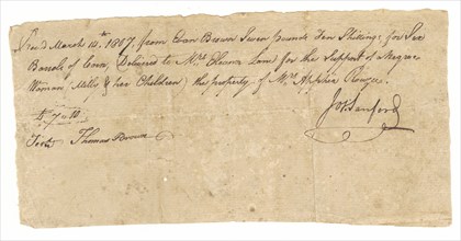 Payment receipt for loan of Milly and her children, owned by Apphia Rouzee, March 14, 1807. Creator: Unknown.