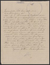 Letter from Nelson Jordan to Julia Womack with an envelope, November 16, 1909. Creator: Nelson Jordan.
