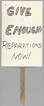 Placard calling for reparations for the Tulsa Race Massacre, ca. 2001. Creator: Unknown.