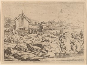 Boat at a River Bank with Three Goats, probably c. 1645/1656. Creator: Allart van Everdingen.
