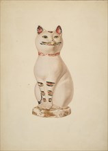 Chalkware Cat, c. 1940. Creator: Betty Fuerst.