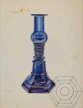 Glass Candlestick, c. 1936. Creator: Roberta Elvis.