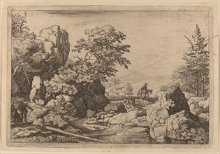 Horseman on a Bridge, probably c. 1645/1656. Creator: Allart van Everdingen.