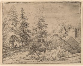 Man between Two Fir Trees, probably c. 1645/1656. Creator: Allart van Everdingen.