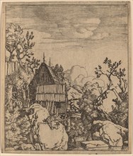 Man on a Small Wooden Bridge, probably c. 1645/1656. Creator: Allart van Everdingen.