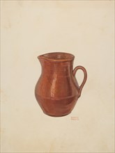 Pottery Pitcher, 1939. Creator: Bisby Finley.