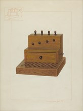 Sewing Kit and Spool Box, c. 1938. Creator: Edward L Loper.