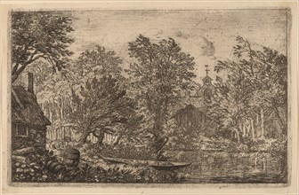 Skiff at a River Bank, probably c. 1645/1656. Creator: Allart van Everdingen.