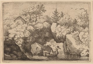 Skiff under a Cleft Rock, probably c. 1645/1656. Creator: Allart van Everdingen.