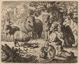 The Document is Opened, Revealing the Murdered Rabbit's Head, probably c. 1645/1656. Creator: Allart van Everdingen.