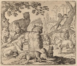 The Lion Orders a Mass Assault on Reynard, probably c. 1645/1656. Creator: Allart van Everdingen.