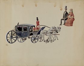 Toy Coach and Two Horses, c. 1936. Creator: Raoul Du Bois.