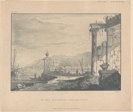 A coastal scene with a classical ruin at right, 1811. Creator: George Hawkins.