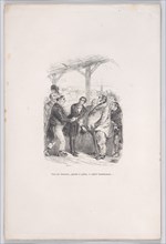 All voters, big and small, gather to humbly coax each other... from the Little Miseries of..., 1843. Creator: Jean Ignace Isidore Gerard.