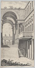Architectural View with an Arch, 1740. Creator: Francois Vivares.