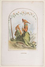 Capucine, from Les Fleurs Animées, 1820-70., 1820-70. Creator: Charles-Michel Geoffroy.
