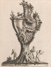 Design for a large Lidded Vase, Plate 1 from: 'Neu inventierte Vasi auf die..., Printed ca. 1750-56. Creator: Jacob Gottlieb Thelot.
