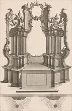 Design for a Monumental Altar, Plate 'q' from 'Unterschiedliche Neu Inventi..., Printed ca. 1750-56. Creator: Jacob Gottlieb Thelot.