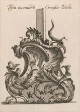 Design for the Base of a Crucifix, Plate 1 from: 'Neü inventierte Crucifix=..., Printed ca. 1750-56. Creator: Jacob Gottlieb Thelot.