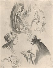 Figure Studies, from Drawing Book, 1650-56. Creator: Frederick Bloemaert.